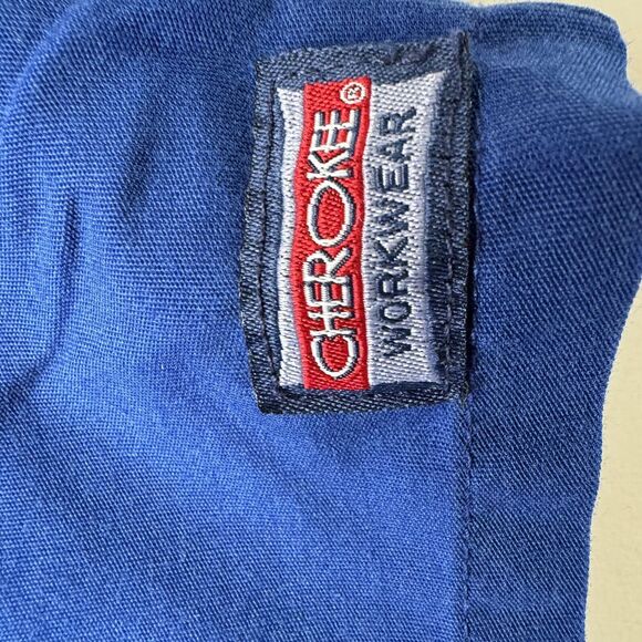 Cherokee Workwear Scrub Top Size Medium V Neck Short Sleeve Blue - Picture 5 of 14